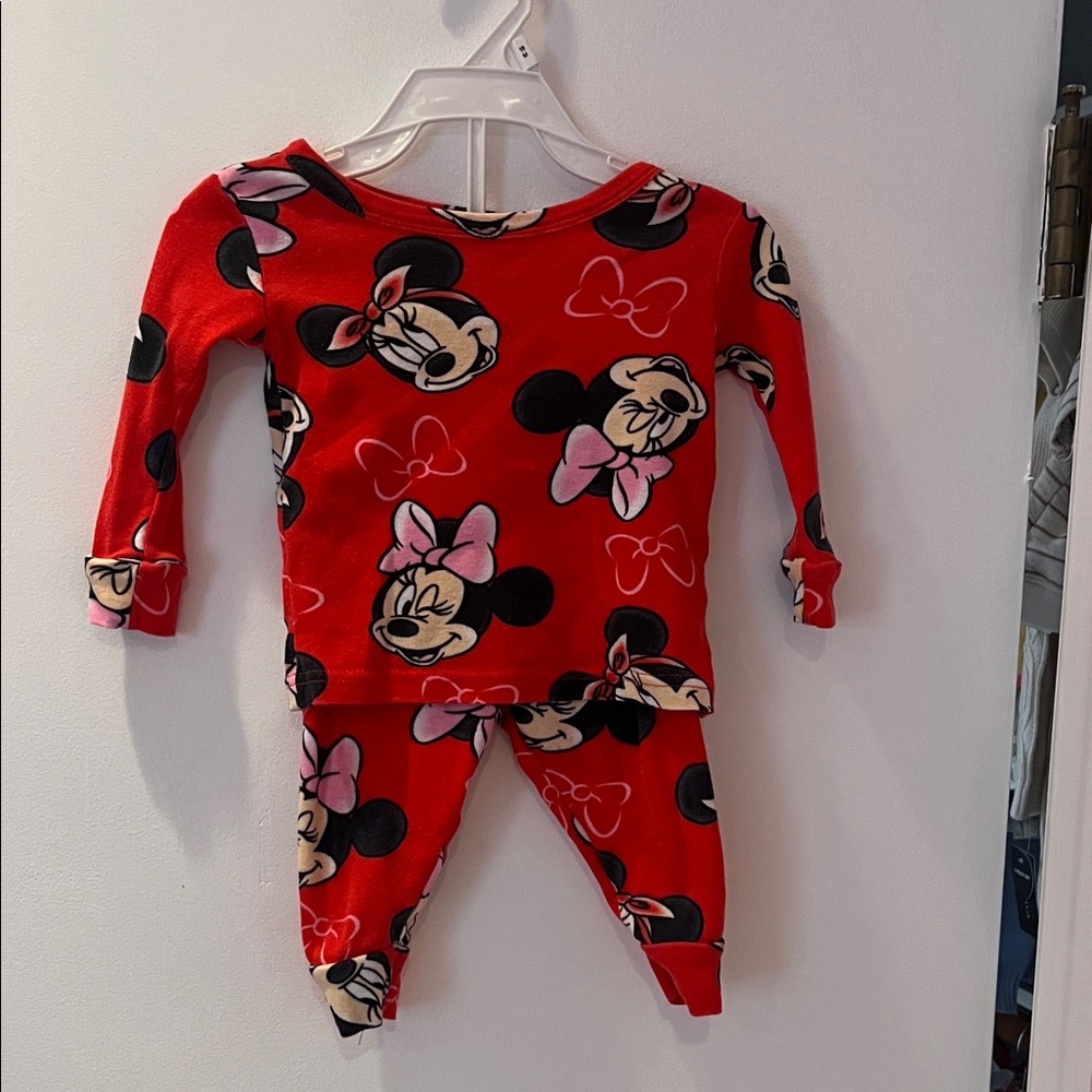 Disney Junior Minnie Mouse Red Longsleeve Pajamas Set PJs 12 months